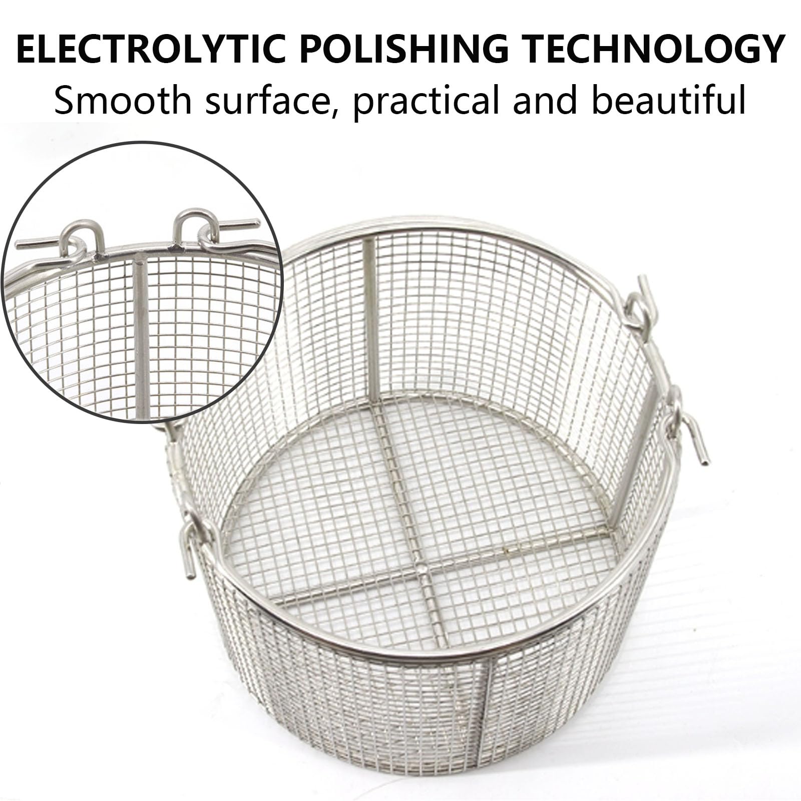 Cesta de desinfección para instrumentos, caja de esterilización con asa, limpieza ultrasónica de acero inoxidable, diseño de malla tejida para hospitales, 30 x 15 cm