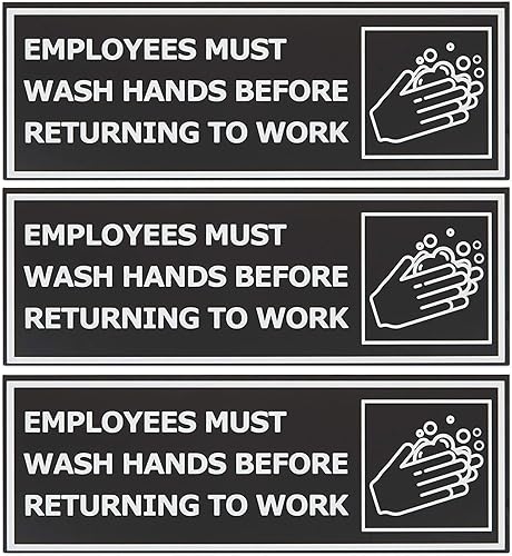 Stockroom Plus Paquete de 3 letreros magnéticos para baño, los empleados deben lavarse las manos antes de regresar al trabajo (9 x 3 pulgadas)
