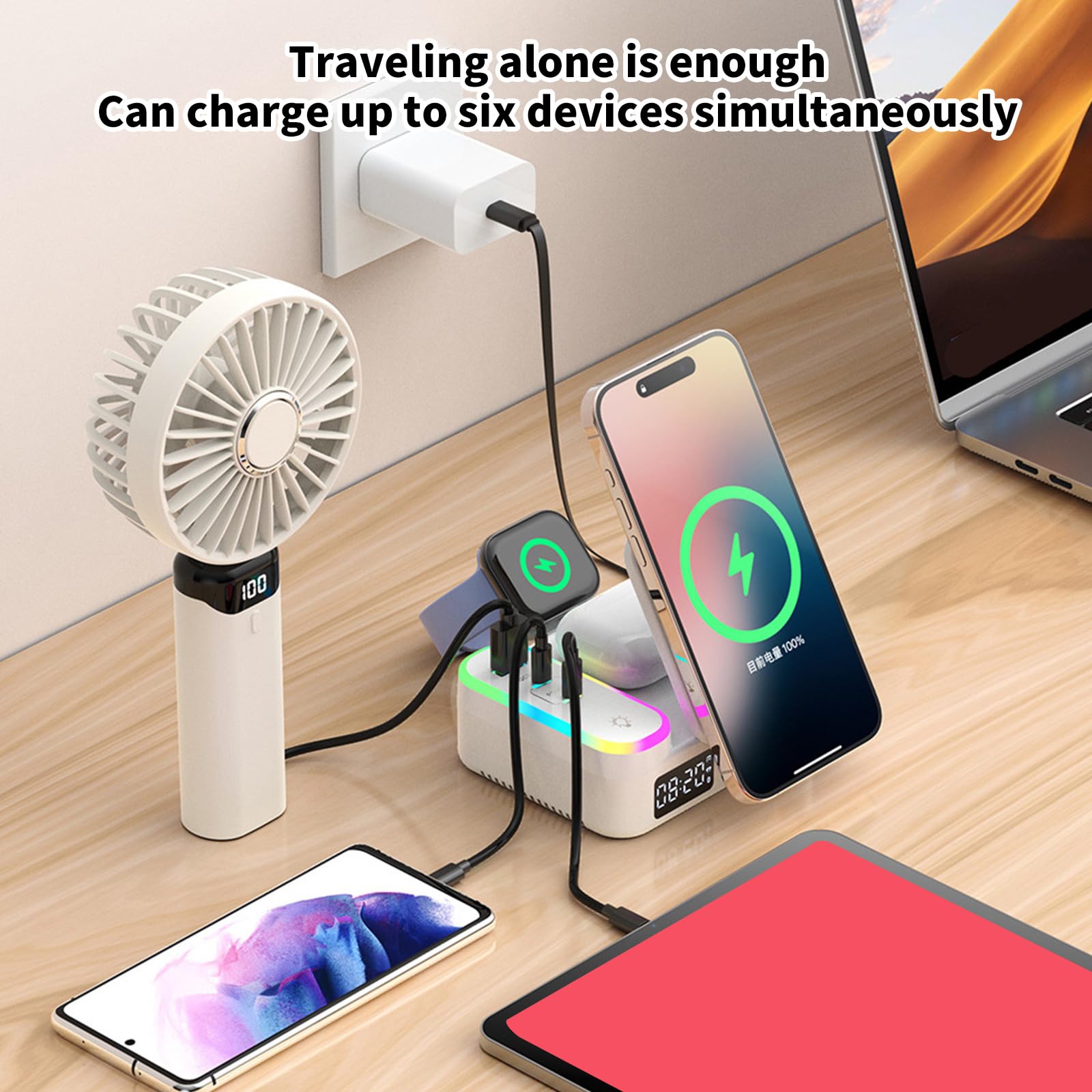 Caricabatterie magnetici con Cavo Retrattile 3 in 1 15W per Smartphone e smartwatch Caricabatterie con Cavo Retrattile