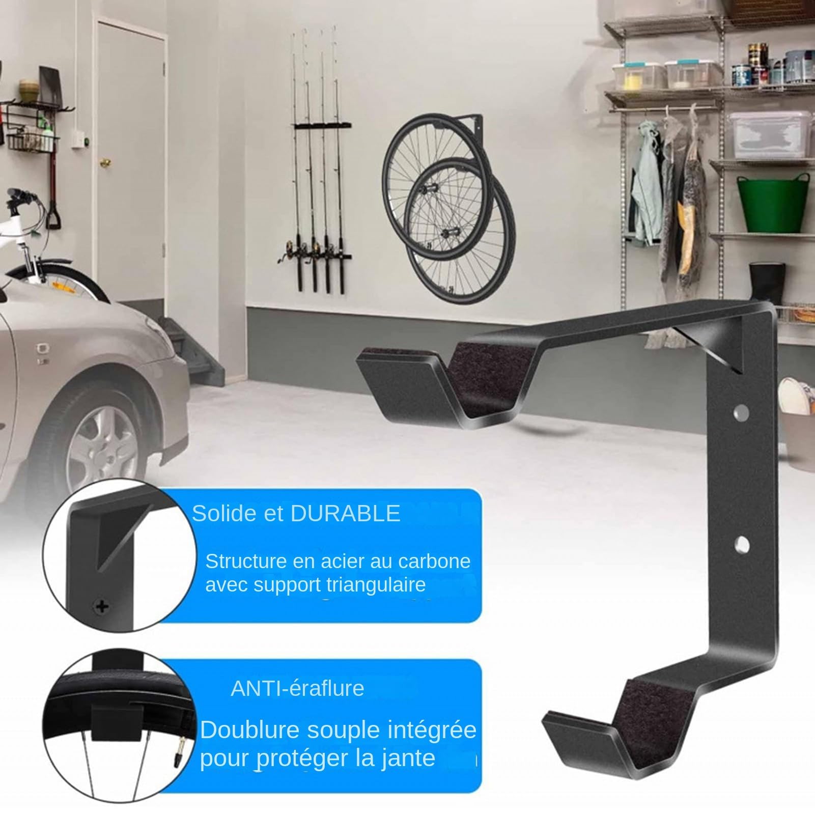 Soporte De Pared Para Neumáticos De Bicicleta | 2 Piezas Soporte De Almacenamiento De Acero Resistente | Organizador De Neumáticos De Bicicleta De Recambio,Para Aficionados De Coleccionistas Interior