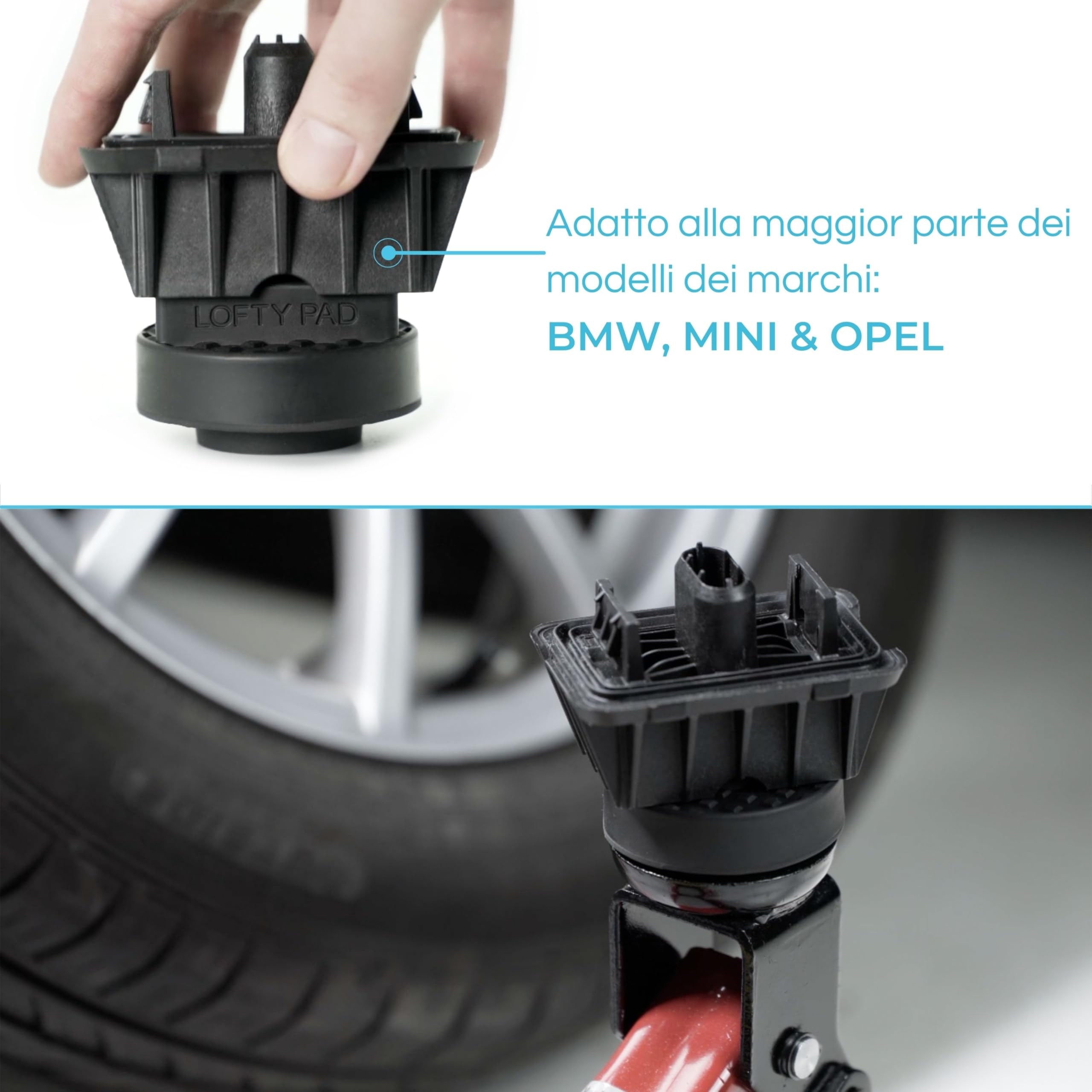 PLANGER® - Lofty Pad – Tampone in Gomma per Cric (BMW, Mini, Mercedes-Benz & Opel) – Pad Antiscivolo per Crick Idraulico Auto – Adattatore Crick per Auto Resistente