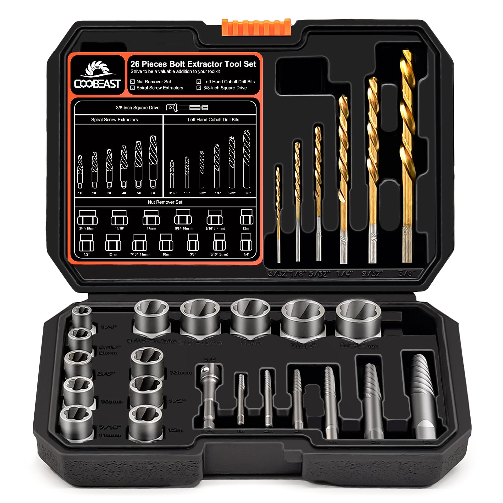 Bolt Extractor Kit - Remove Stripped Nuts & Bolts -10