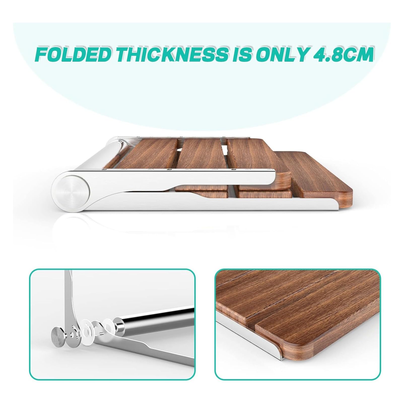 Silla Ducha Plegable,Asiento Ducha Plegable Pared Montada Taburete de baño,Silla Abatible Ducha Montado en la Pared,Silla Antideslizante Plegable Cuarto Baño para Discapacitado