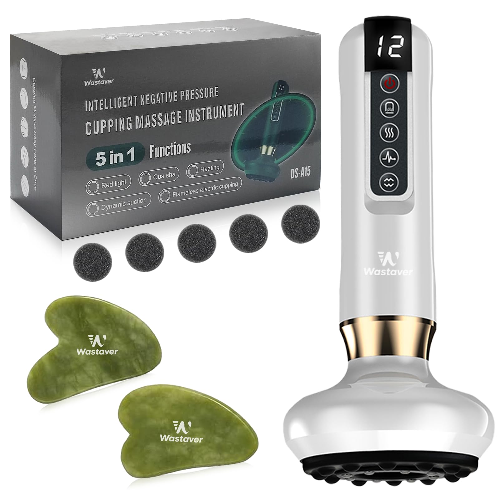 Wastaver Ellulite Massage Tool, Anti Cellulite Massager-Cupping Kit for Massage Therapy, 12 Speed Adjustable Suction Cupping Therapy Set for Belly,