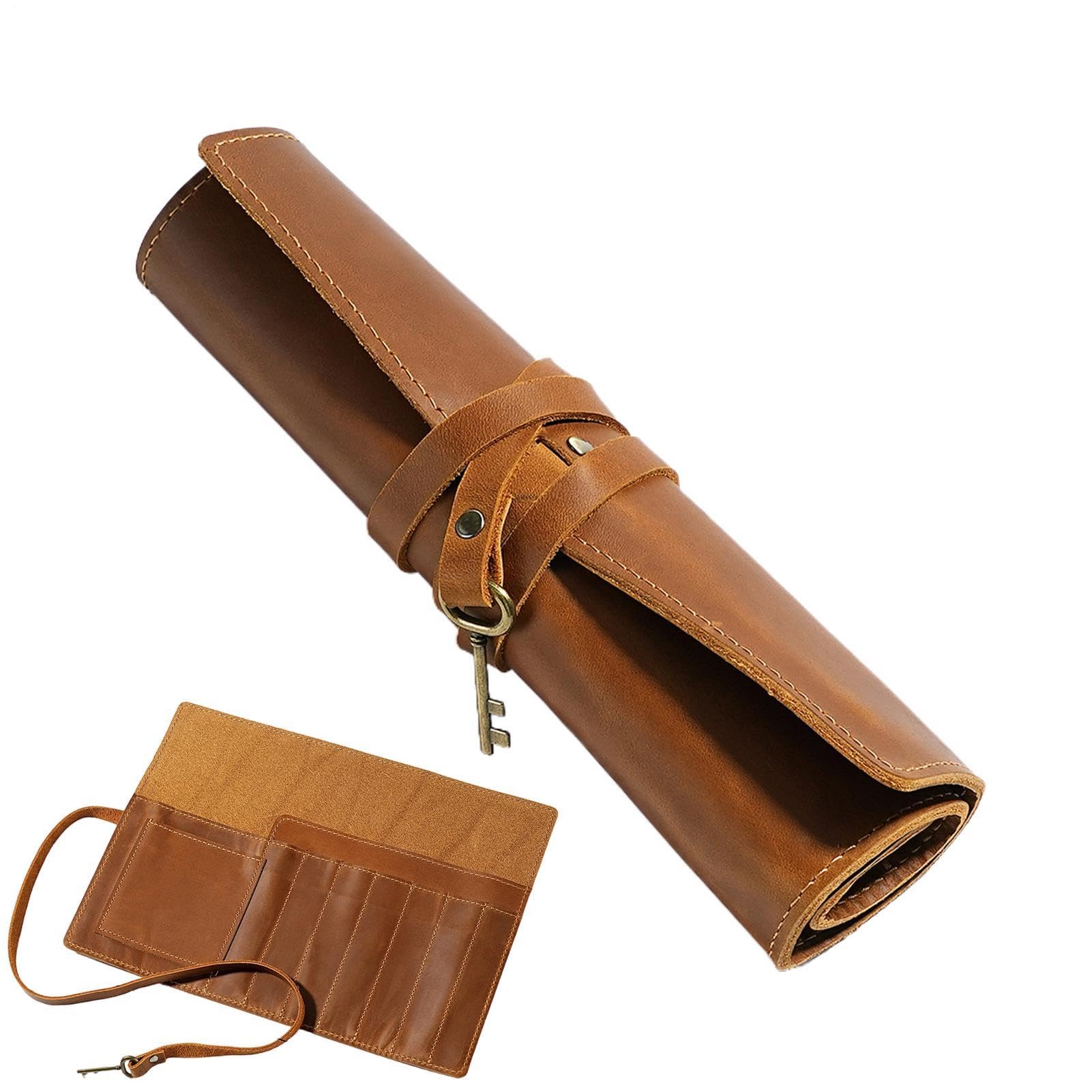 Portapenne Portamatite in Pelle Arrotolabile Astuccio Portamatite Vintage