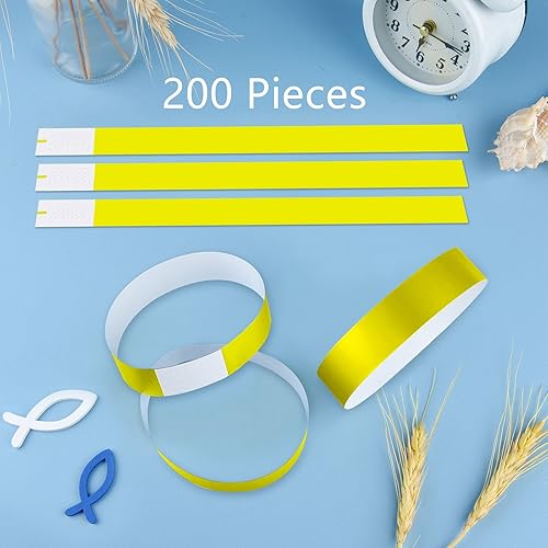 Miniatura 9 de ASTARON 200 pulseras de papel azul para eventos, pulseras para eventos, fiestas, clubes, conciertos, festivales de música, impermeables, ligeras