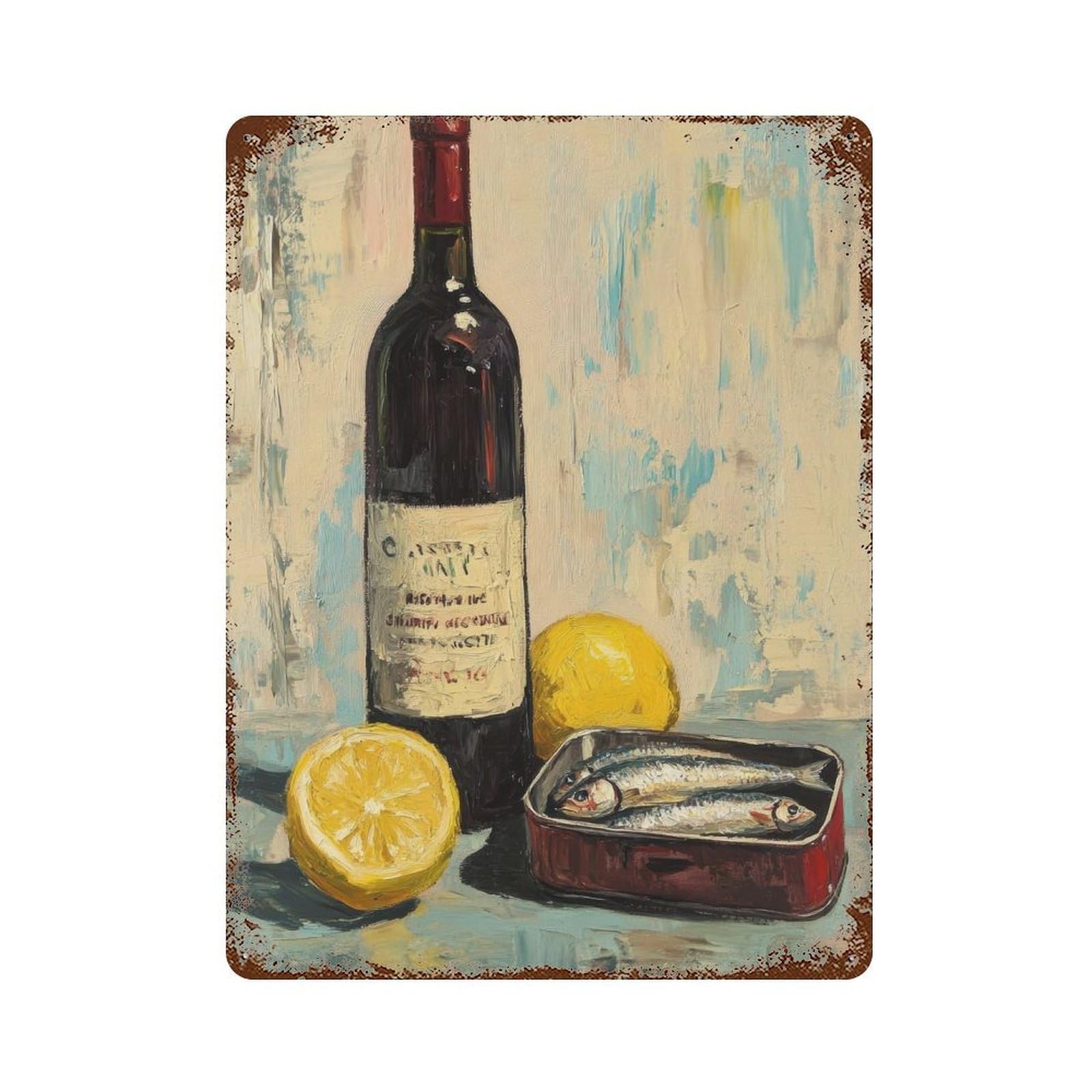 xiaoxiaoshen French Bistro Wine Vintage Kitchen Rustic Parisian Wall Decor Art Metal Tin Poster Modern Home Decor Art Home Bar Shop Decorations Vintage Sign 40x30cm