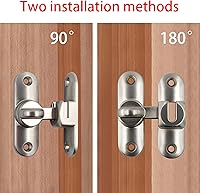 Vista 4 de Cerradura de puerta de granero de 90/180 grados, pestillo de puerta corredera abatible de 3.15 pulgadas, cerradura de puerta deslizante de seguridad