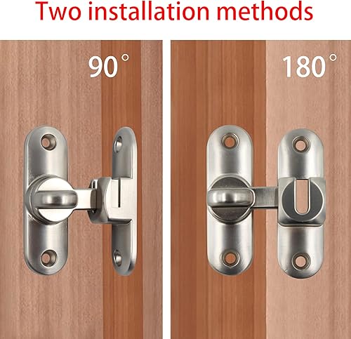Miniatura 4 de Cerradura de puerta de granero de 90180 grados, pestillo de puerta corredera abatible de 3.15 pulgadas, cerradura de puerta deslizante de seguridad