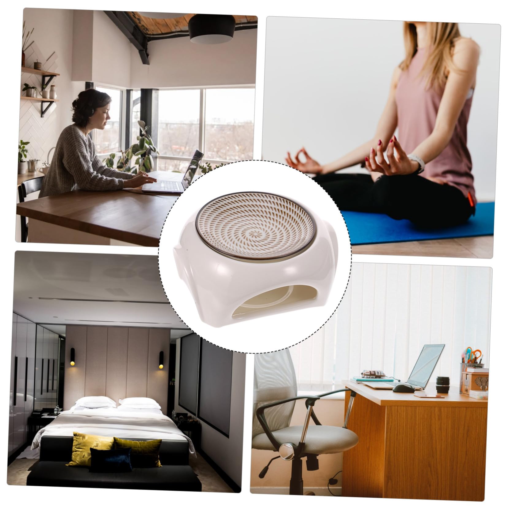 Duftlampe mit Schneller Duftfreisetzung für Ätherische Öle Keramik und Einfacher Bedienung Weiße Aromalampe Geeignet für Schlafzimmer und Büro