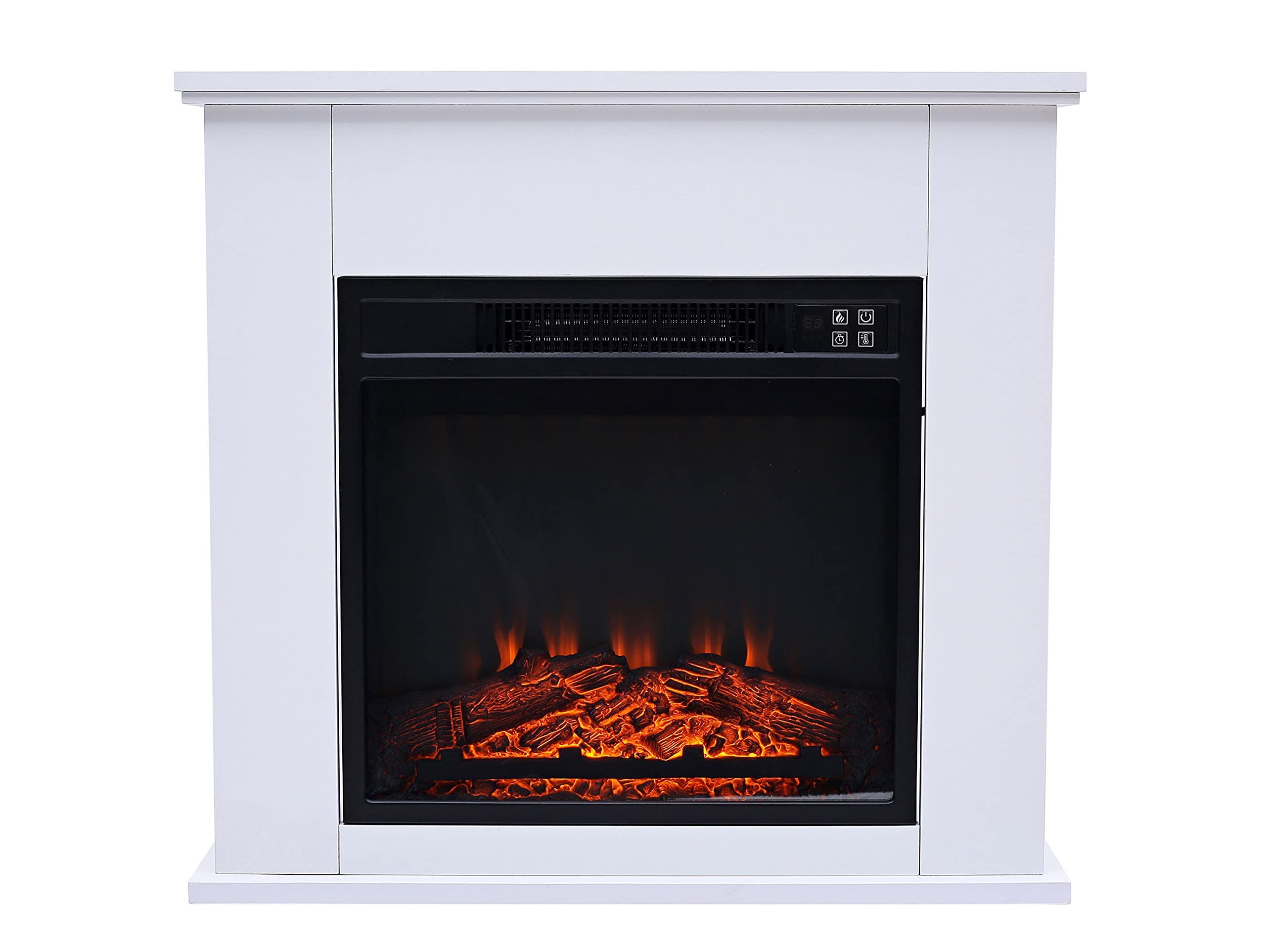 Caminetto elettrico da pavimento con cornice in MDF bianco CHE-610 Purline