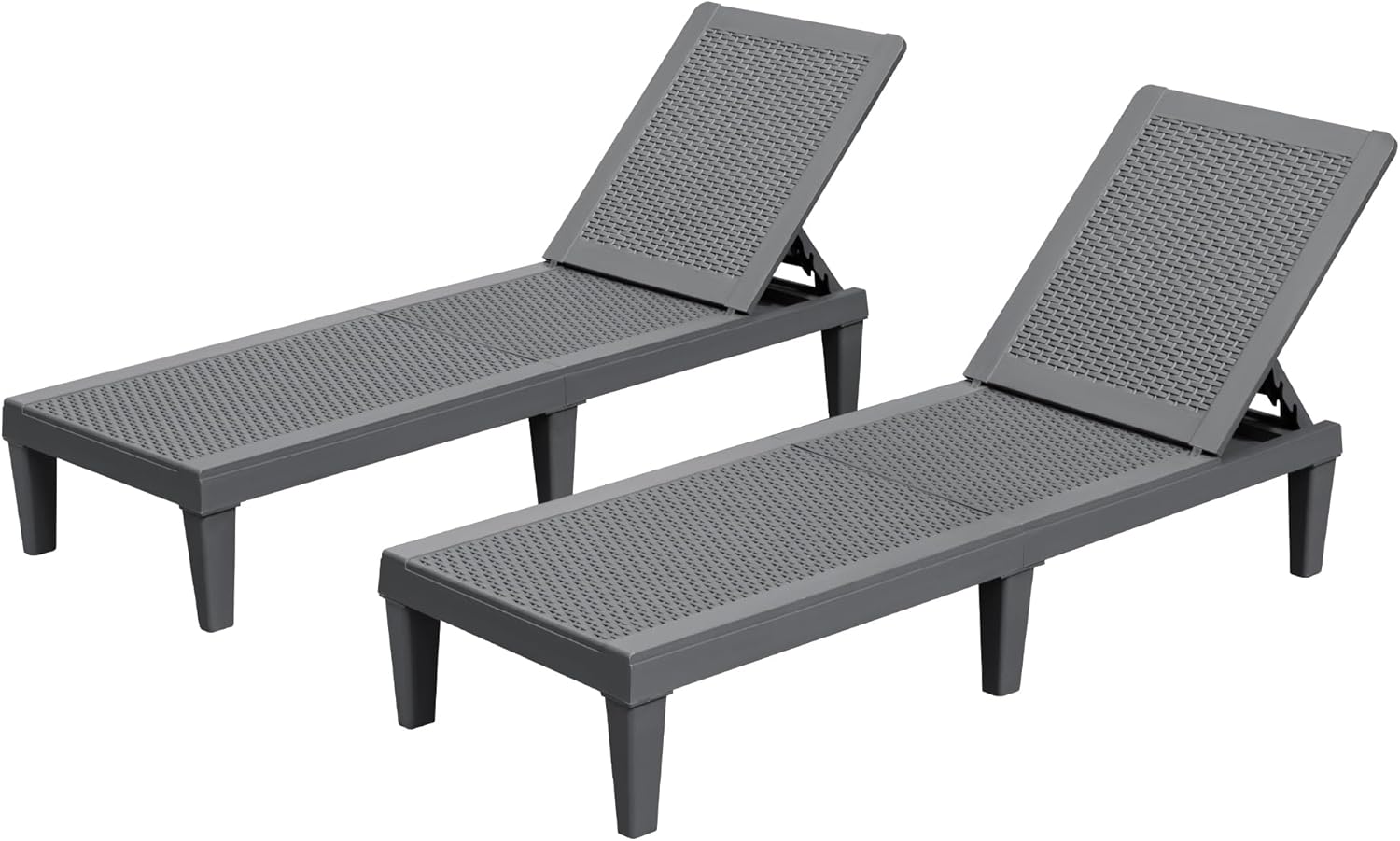 Homall Outdoor Lounge Chairs Set of 2, Quick Assembly & Waterproof Patio Chaise Lounge with Adjustable Backrest for Poolside, Beach, Garden (Grey)