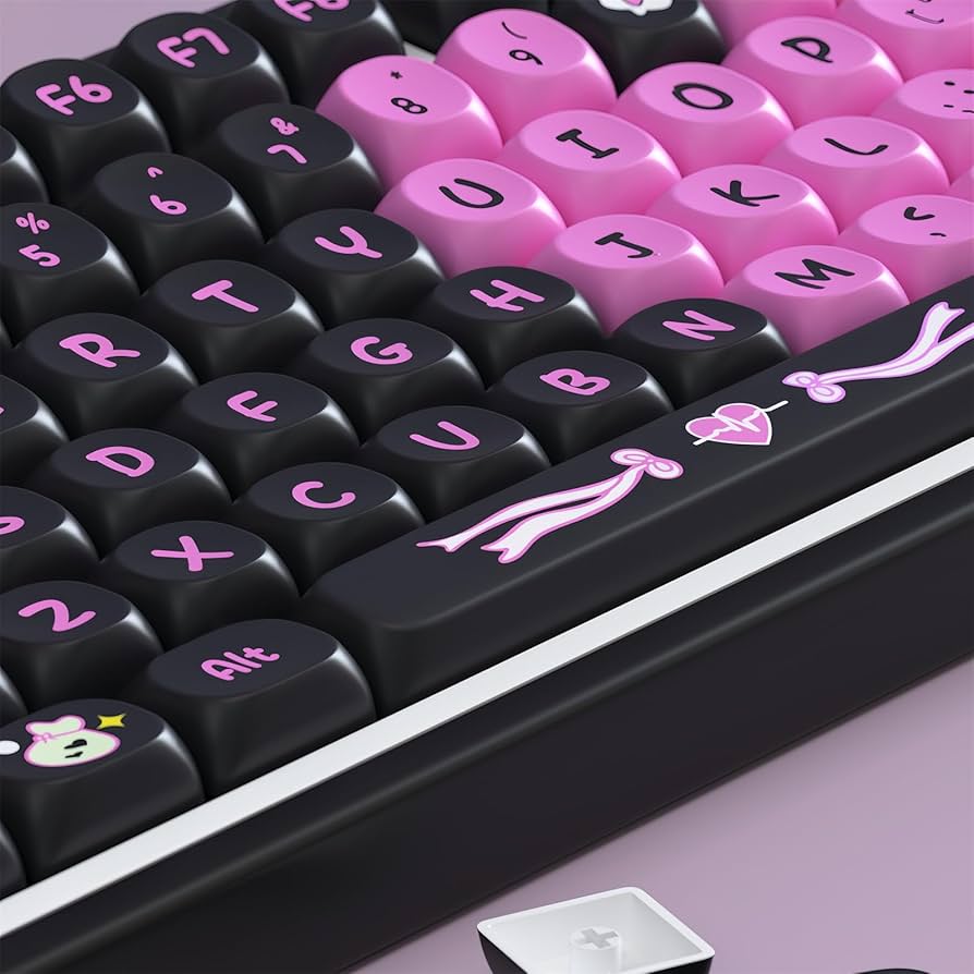 K ♡♡ Amazon.com: FKZ Cute PBT Keycaps, Pink and Black, 104 Keys