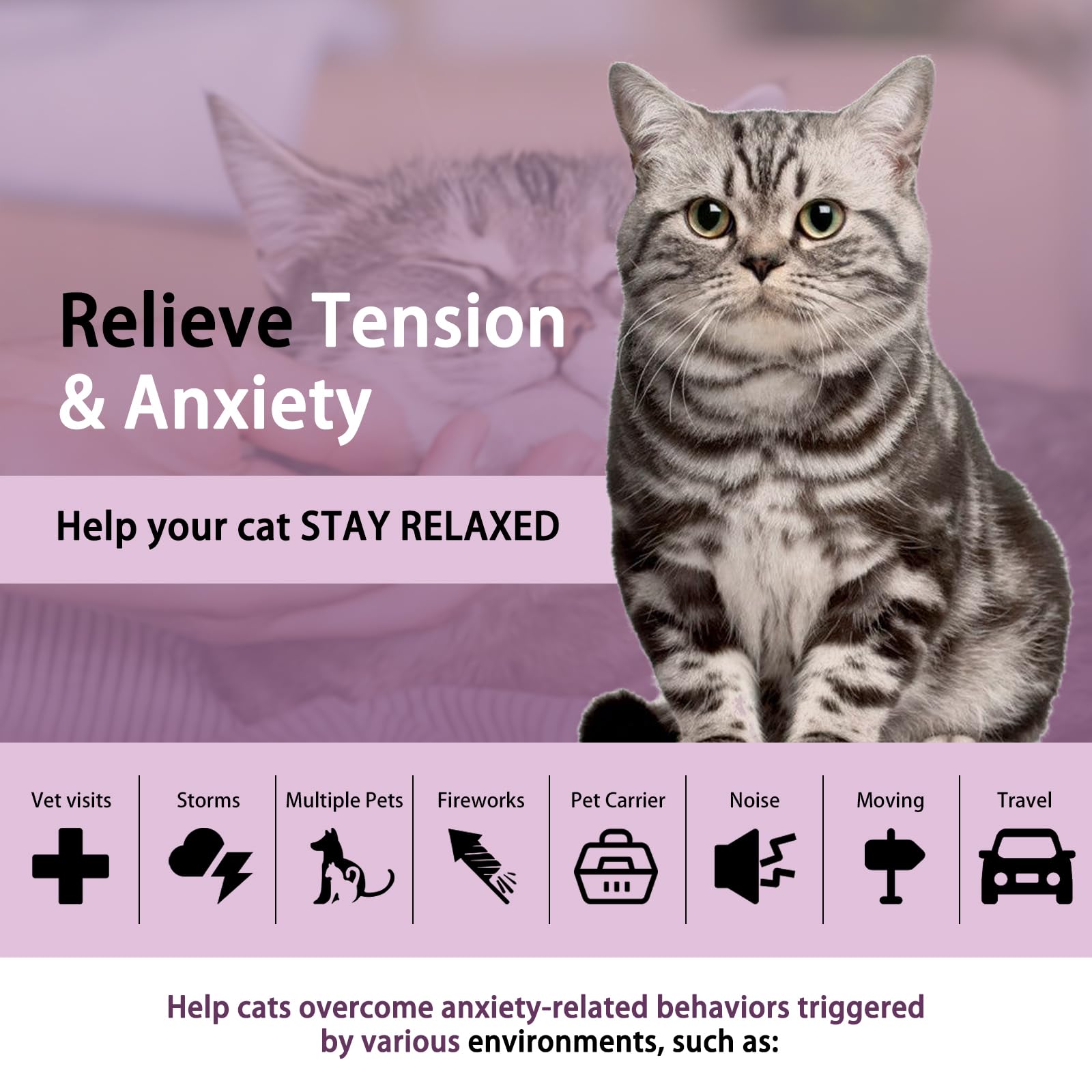 Calming Collar for Cats, Pheromone Cat Calming Collar for Anxiety Relief & Stress, Adjustable Water Resistant Breakaway Calming Collars, Natural Ingredients (Pack of 6) - image 4