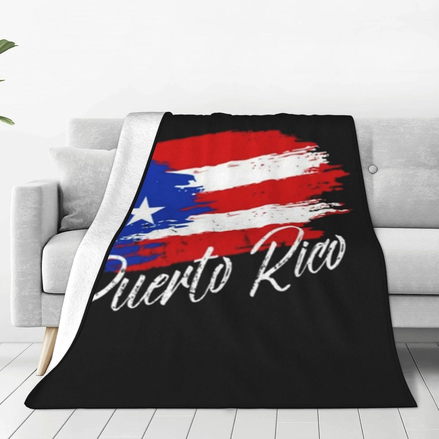 Cute Puerto Rico Flag Blanket Soft Cozy Flannel Blanket Lightweight Puerto Rican Throw Blankets for Bed Couch Sofa 50"x 40"