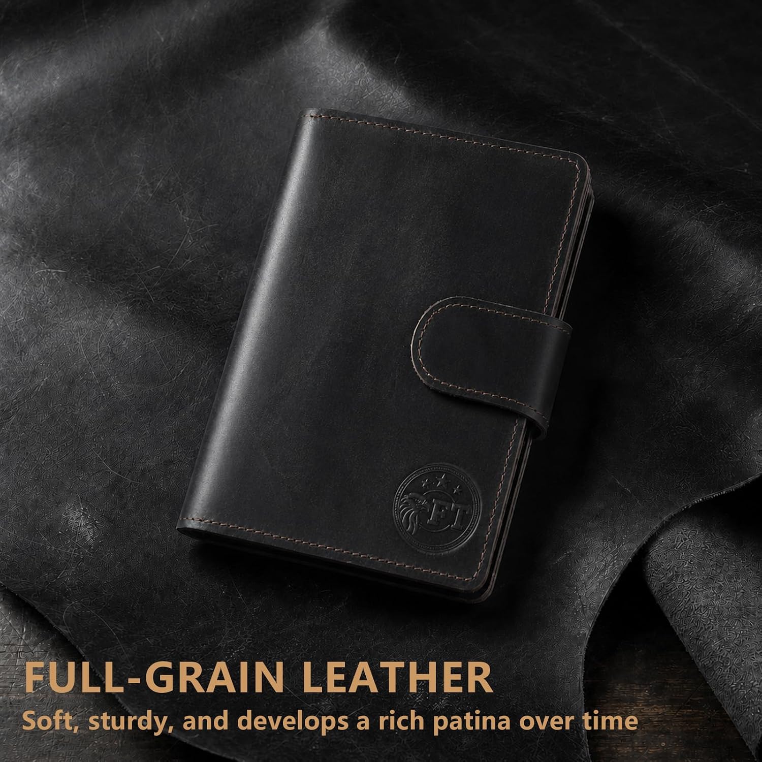 Passport Wallet for Men, Full Grain Leather Passport Holder, AirTag Slot image 2