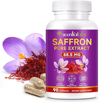 Safran Extrakt 885 mg Safran Kapseln 90 Vegane Kapseln Hochdosiert & laborgeprüft Unterstützt Stimmung & Konzentration + Sehkraft · 90 Tage Vorrat