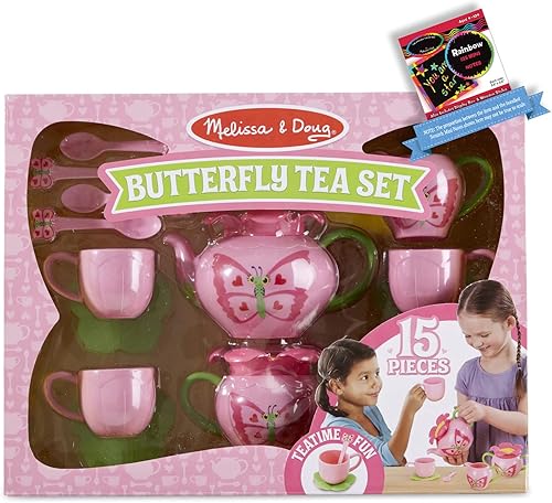 Melissa & Doug Bella Butterfly Juego de té con 1 tema compatible con M&D Scratch Fun Mini Pad (06181)