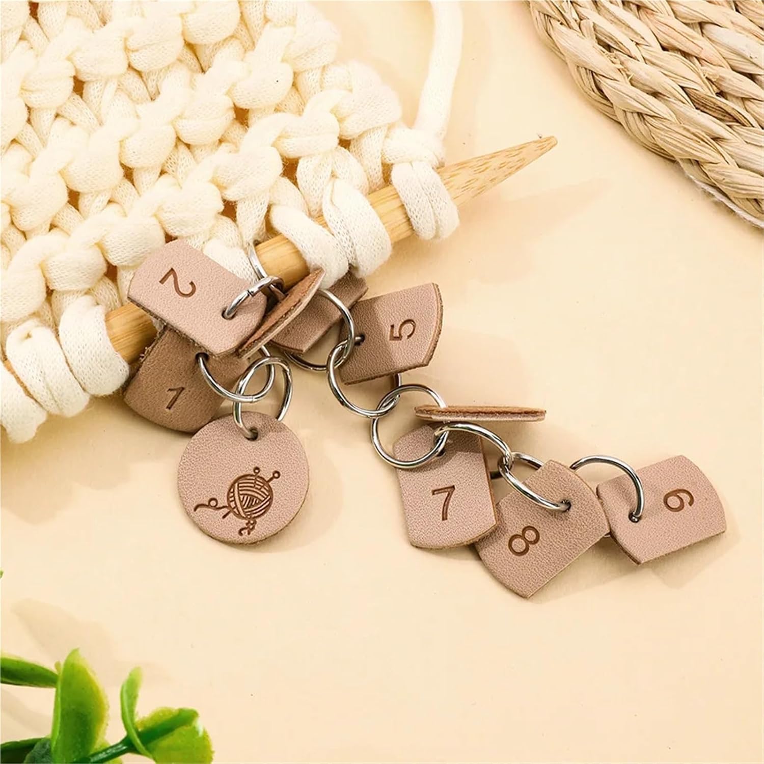 Stitch Markers 4Pcs Number Stitch Markers Bead Chain Multifunction Crochet Digital Locking Knitting DIY Sewing Accessories(ColorB)