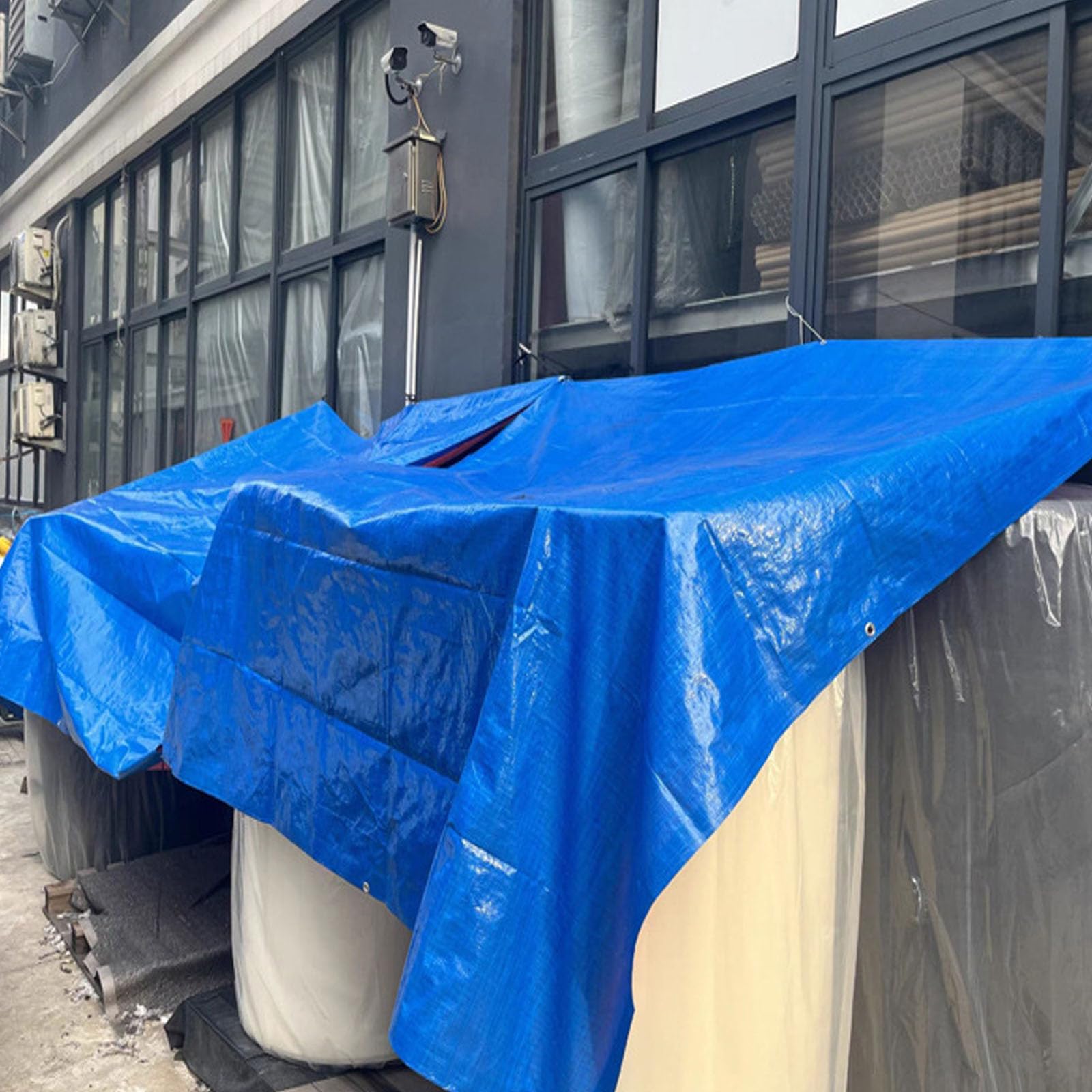 Lona de Protección Toldo Reforzado con Ojales, Cubierta Protectora Impermeable Resistente a Los Rayos UV Desgarros para Construccion Jardin Transporte (5x12 m)
