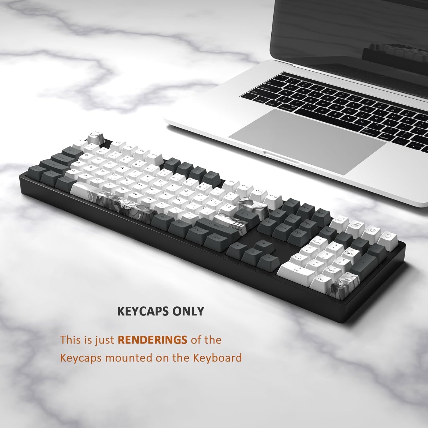 MOLGRIA Ink Lotus Keycaps, 140 Set Custom Key caps for Gaming Keyboard, PBT OEM Profile Dye Sublimation Keycaps ANSI/ISO Layout with Japanese Font for Gateron Kailh Cherry MX 104/87/74/61 60 Keyboard