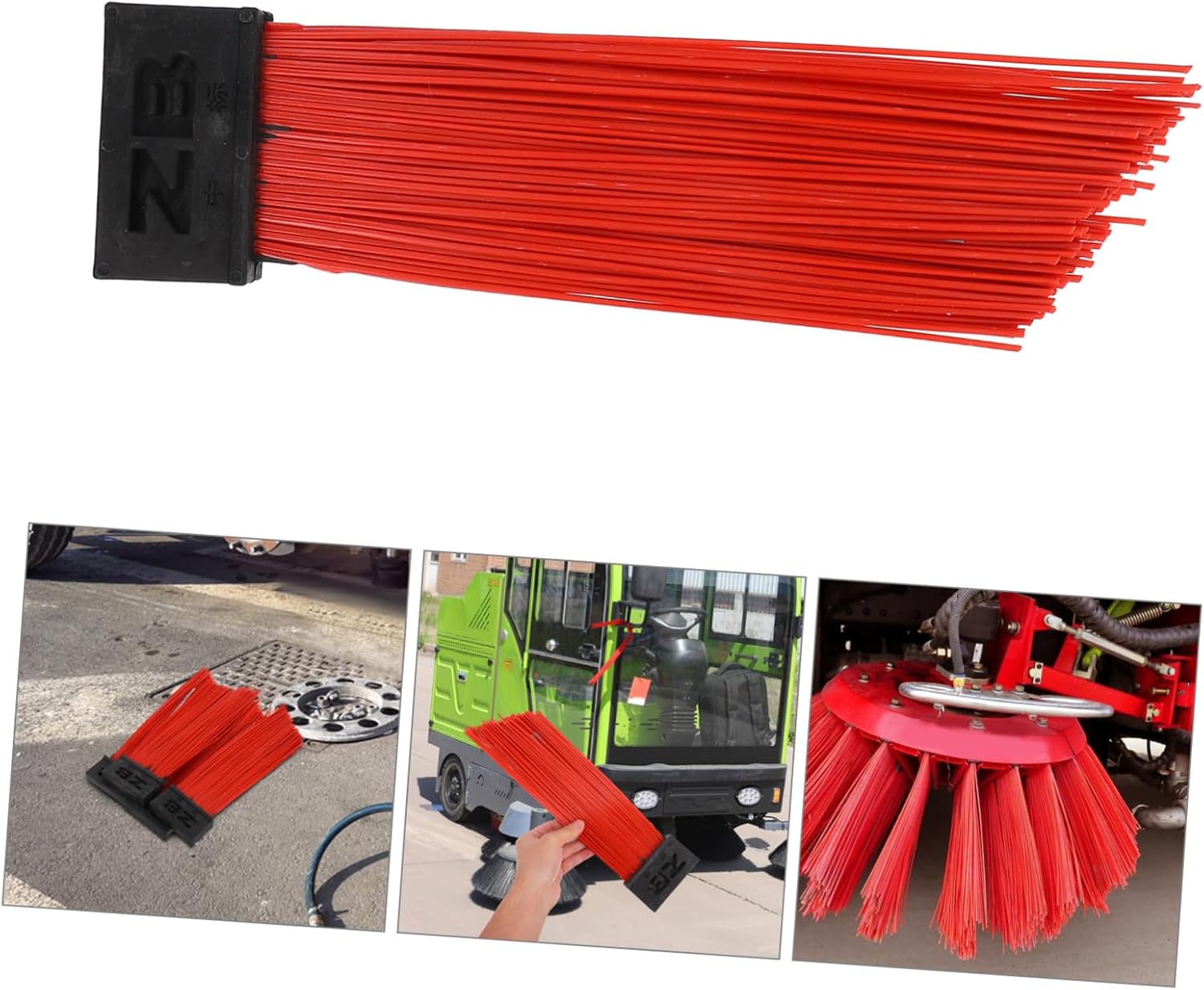 4Pcs Sweeper Broom Heads PP Steel Street Cleaning Brush Red