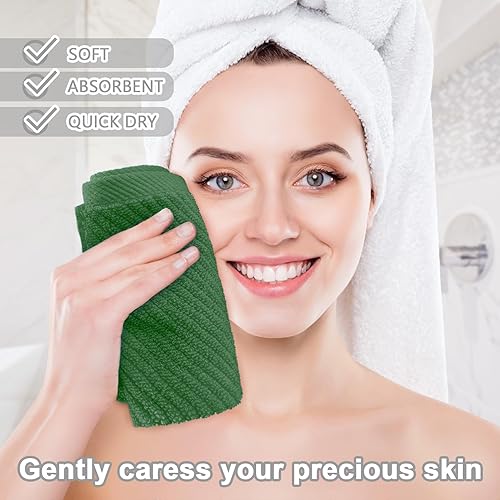 Vista 81 de VOOVA & MOVAS Toallas verdes para baño, 100% algodón, de secado rápido, ligeras, gruesas, suaves, juego de toallas de 6 piezas, 2 baños grandes