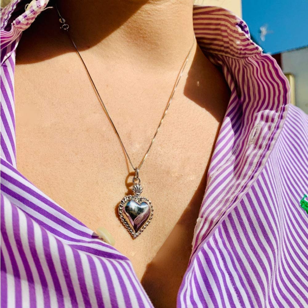 Collana con Sacro Cuore in Argento 925 Personalizzabile