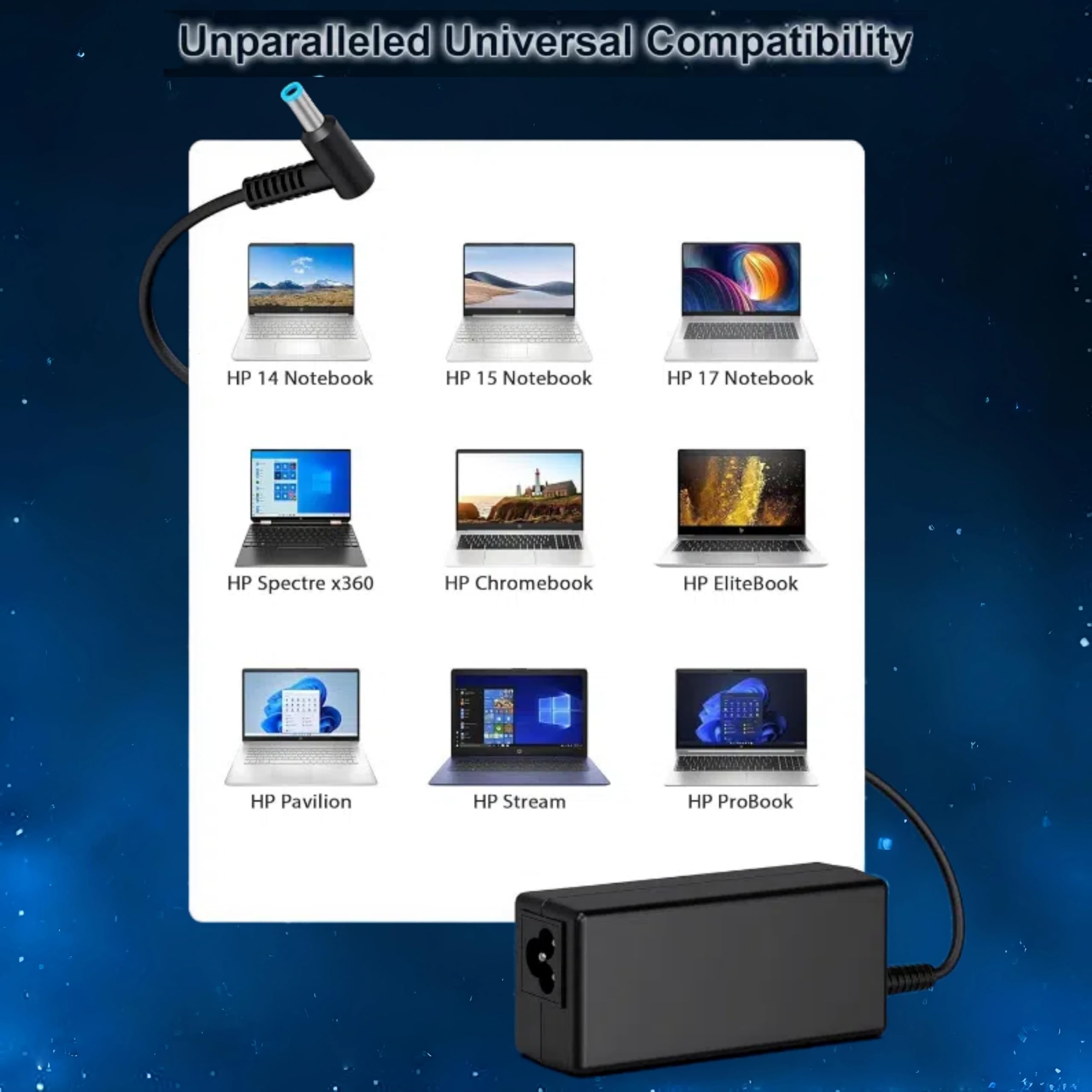 OOOUSE 45W Caricabatterie,Compatible HP Laptop portatile,Adattatore 45W HP Portable Série(4.5mm*3mm)Per Pavilion11/13,EliteBook840/850,Pavilion X360,Notebook13/14/15, ProBook450/440/430,Stream11/13/14