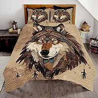 Vista 9 de Juego de edredón con patrón de lobo personalizado, ropa de cama tamaño King, juego de edredón de lobo colorido, edredón de lobo tamaño individual