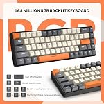 ZIYOU LANG RK-T8 Fils 65% Mécanique RGB Jeu de clavier-Dark Gray/White. Rainbow Backlit, Anti-hébergement,TKL,Mini 68 Clé,Câble enroulé sur mesure C à A,Switch bleu tactile pour PS4 PS5 Xbox PC Jeu Mac