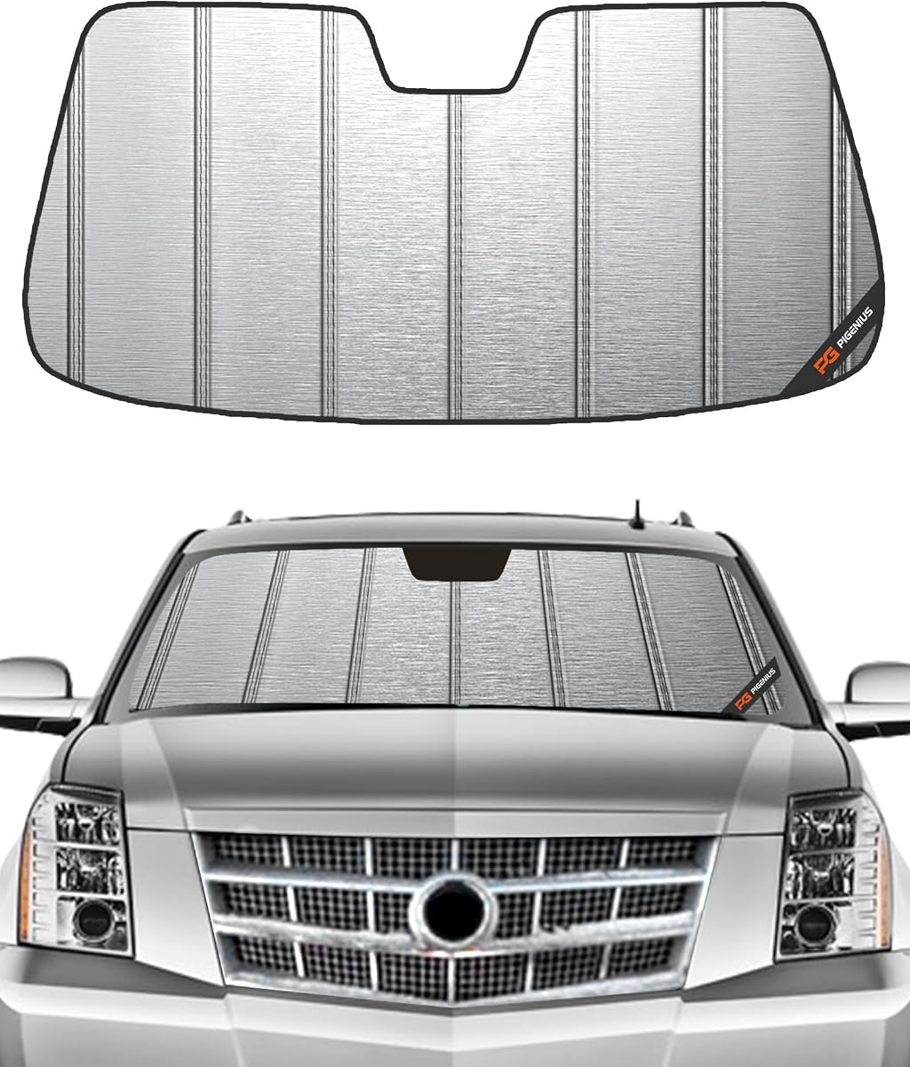 Windshield Sun Shade fits Chevy Silverado GMC Sierra 1500 2014-2018, 2500HD/3500HD 2015-2019, Silverado LD Sierra Limited 2019, Fits Models with Lane Departure Warning,Metallic Silver Finish