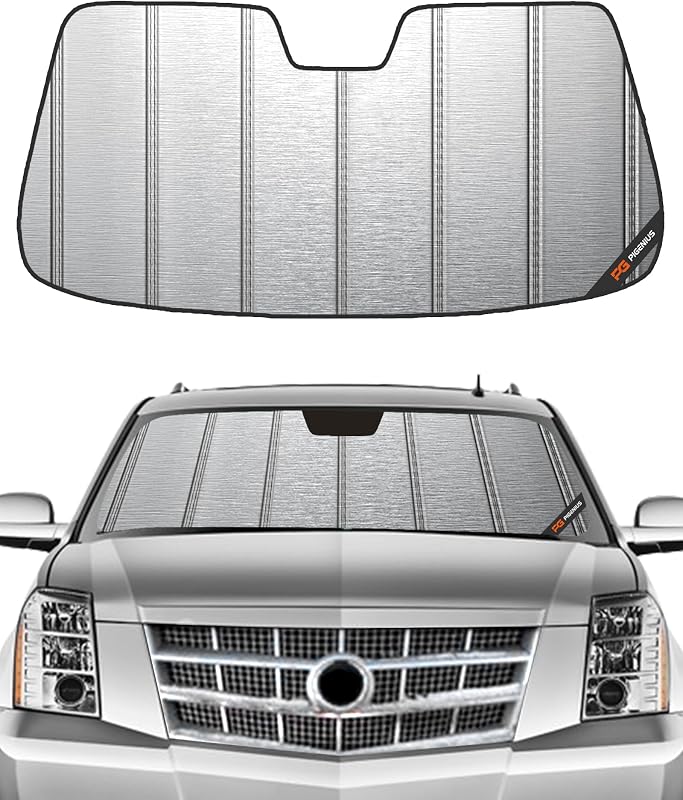 Windshield Sun Shade fits Chevy Silverado GMC Sierra 1500 2014-2018, 2500HD/3500HD 2015-2019, Silverado LD Sierra Limited 2019, Fits Models with Lane Departure Warning,Metallic Silver Finish