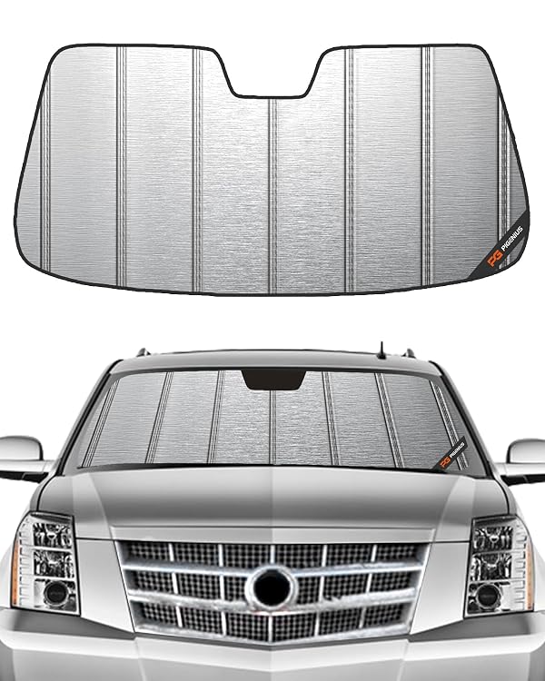 Windshield Sun Shade for Chevy Silverado GMC Sierra 1500 2014-2018, 2500/3500HD 2015-2019 & Silverado LD Sierra Limited 2019, Fits Models Without Lane Departure Warning, Metallic Silver Finish by Pigenius - Used condition - US$51.12