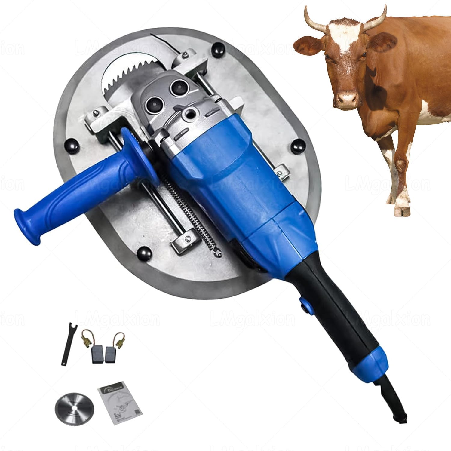 Dehorner elettrico per bovini, strumento di rimozione del corno da 1900 W con lama da 225 mm, 80 denti, design ergonomico a doppia maniglia, taglio sicuro ed efficiente del corno per il bestiame