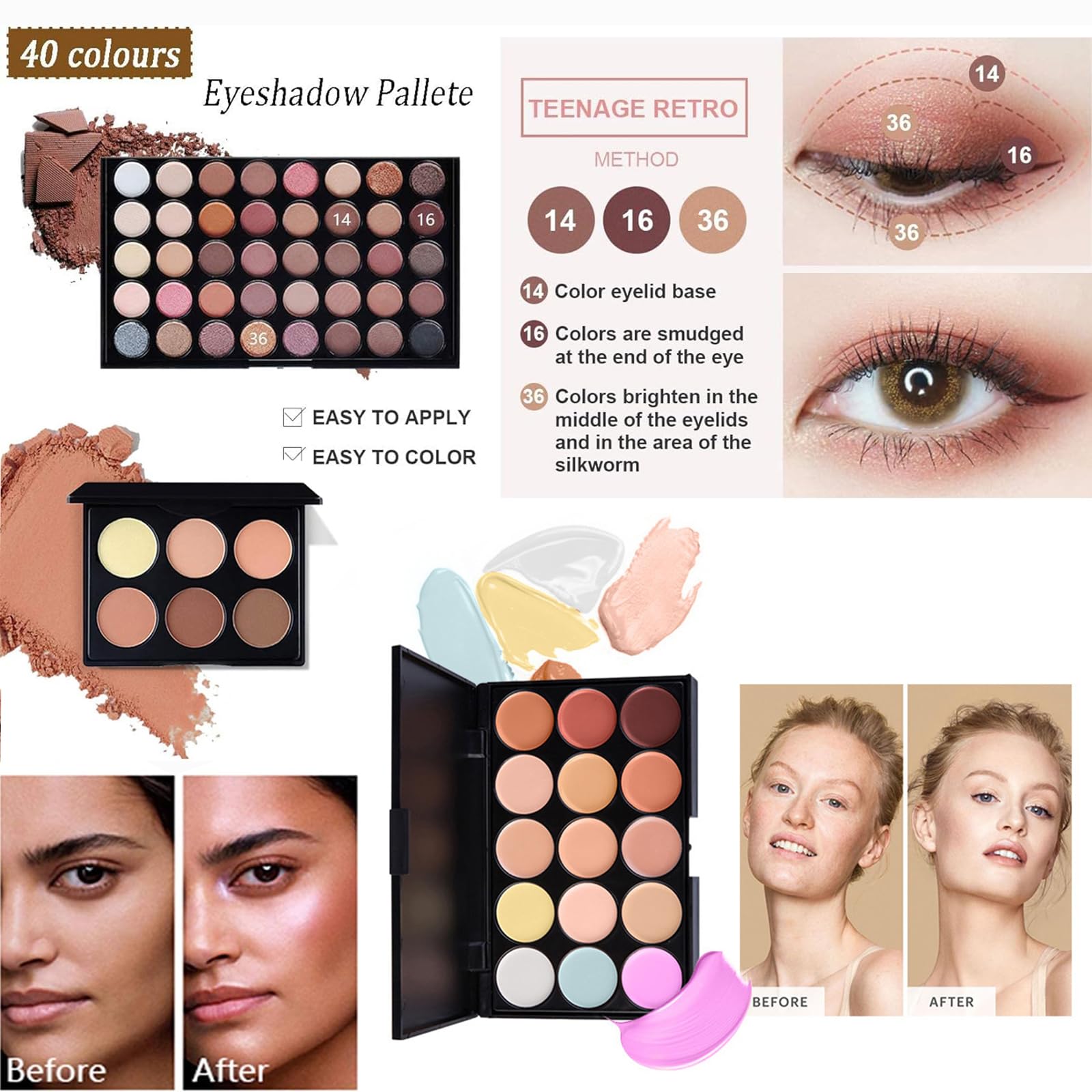 Kit de Maquillaje, Set Maquillaje Mujer, Estuche Maquillaje Mujer, Set de Regalo de Maquillaje Kit de Inicio Completo con Sombras de Ojos, Fundación, Maletín Maquillaje para Niñas Mujeres