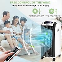 Vista 4 de COSTWAY Enfriador de aire evaporativo portátil para habitación, ventilador de refrigeración de aire sin aspas con control remoto, 3 modos, 3