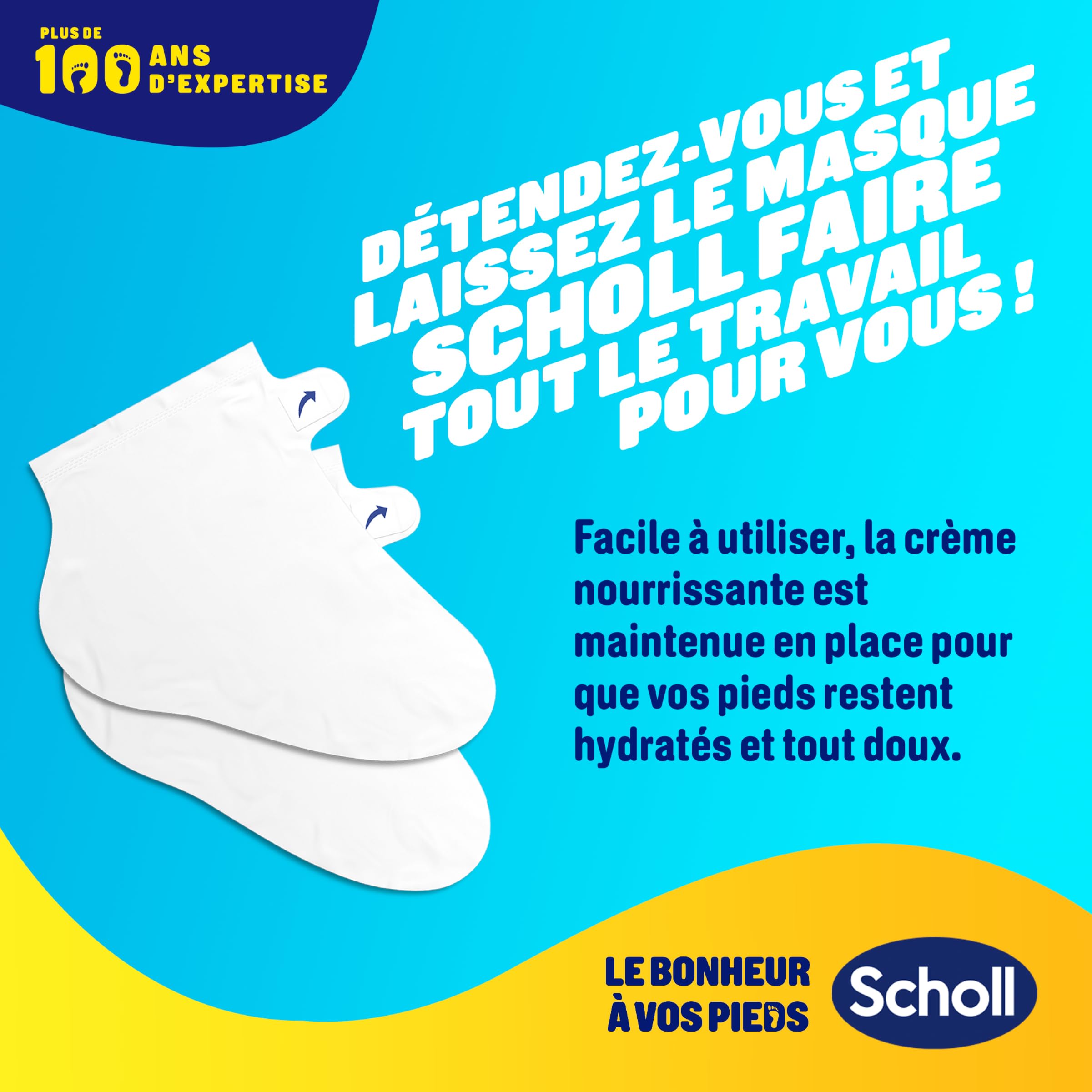 Scholl Masques pour pieds Nourrissants - Lot de 4 paires - Des pieds plus doux en une seule application - Formule composée d'huile de manuka, d'urée et de beurre de karité pour une hydratation intense