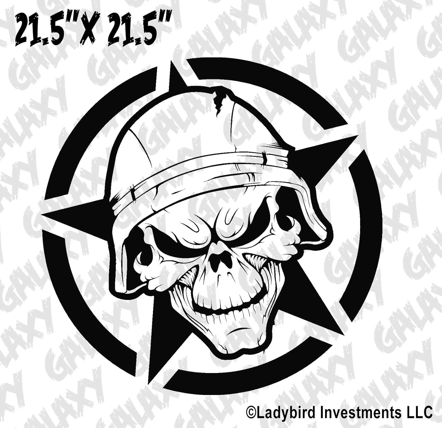 Hood Decal Compatible with Jeep Wrangler TJ LJ JK JKU - Army Star Soldier Skull Sticker - Black Stickers