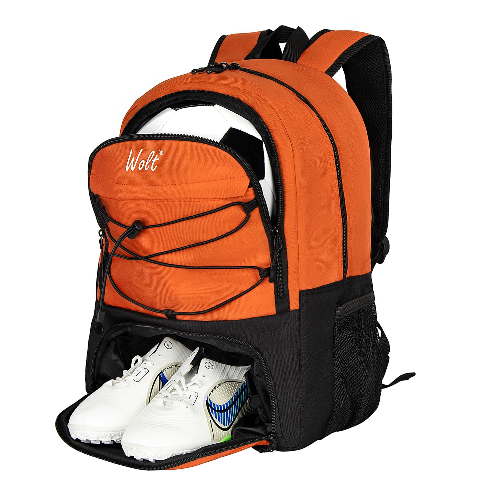 WOLT Soccer Backpack Soccer Bag with Ball Holder & Shoes Compartment, Sport Equipment Bags for Football, Basketball, Volleyball, Gym