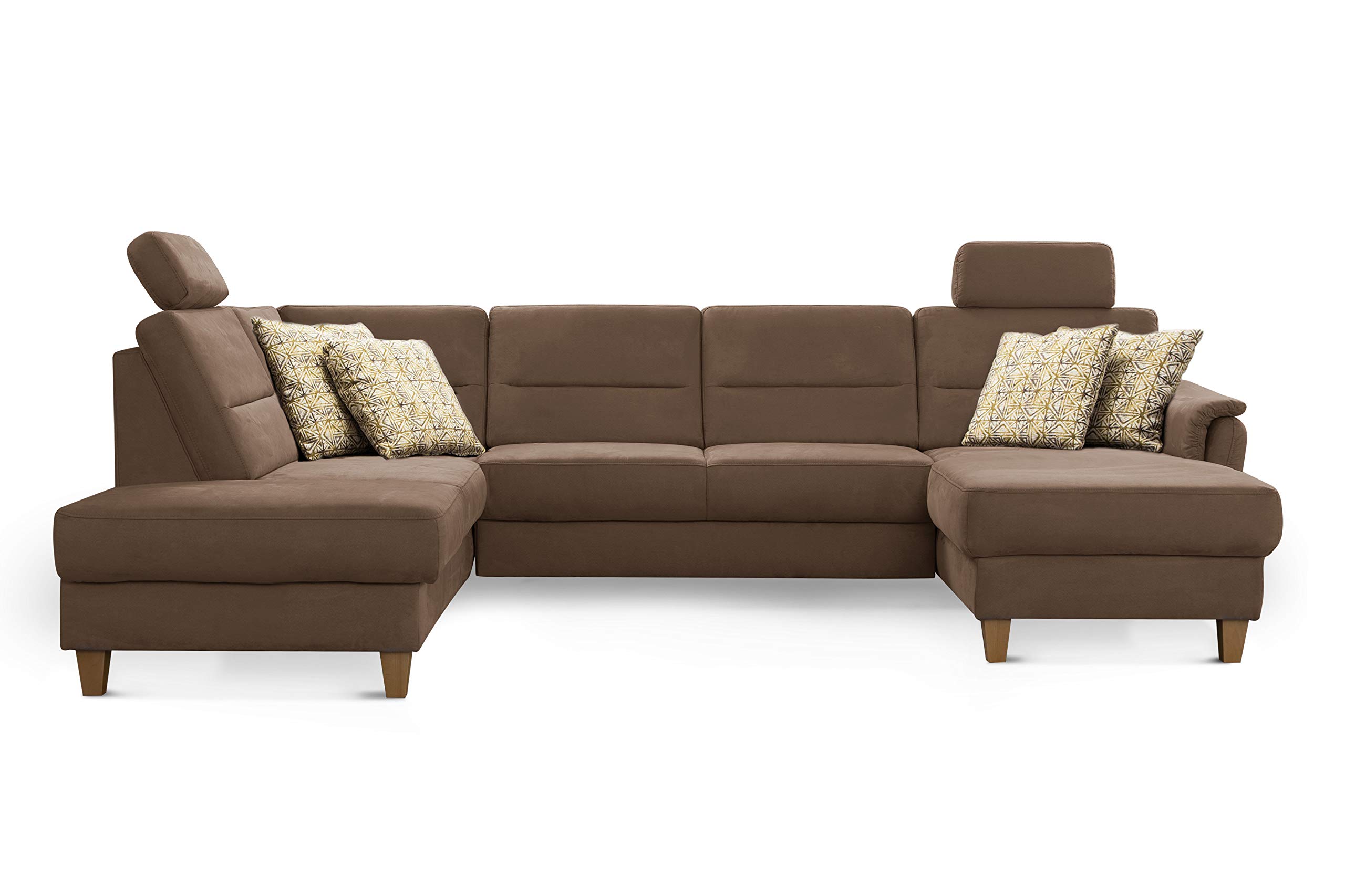 CAVADORE Wohnlandschaft Palera / Federkern-Sofa in U-Form im Landhausstil / 314 x 89 x 212 / Mikrofaser in Lederoptik, Dunkelgrau