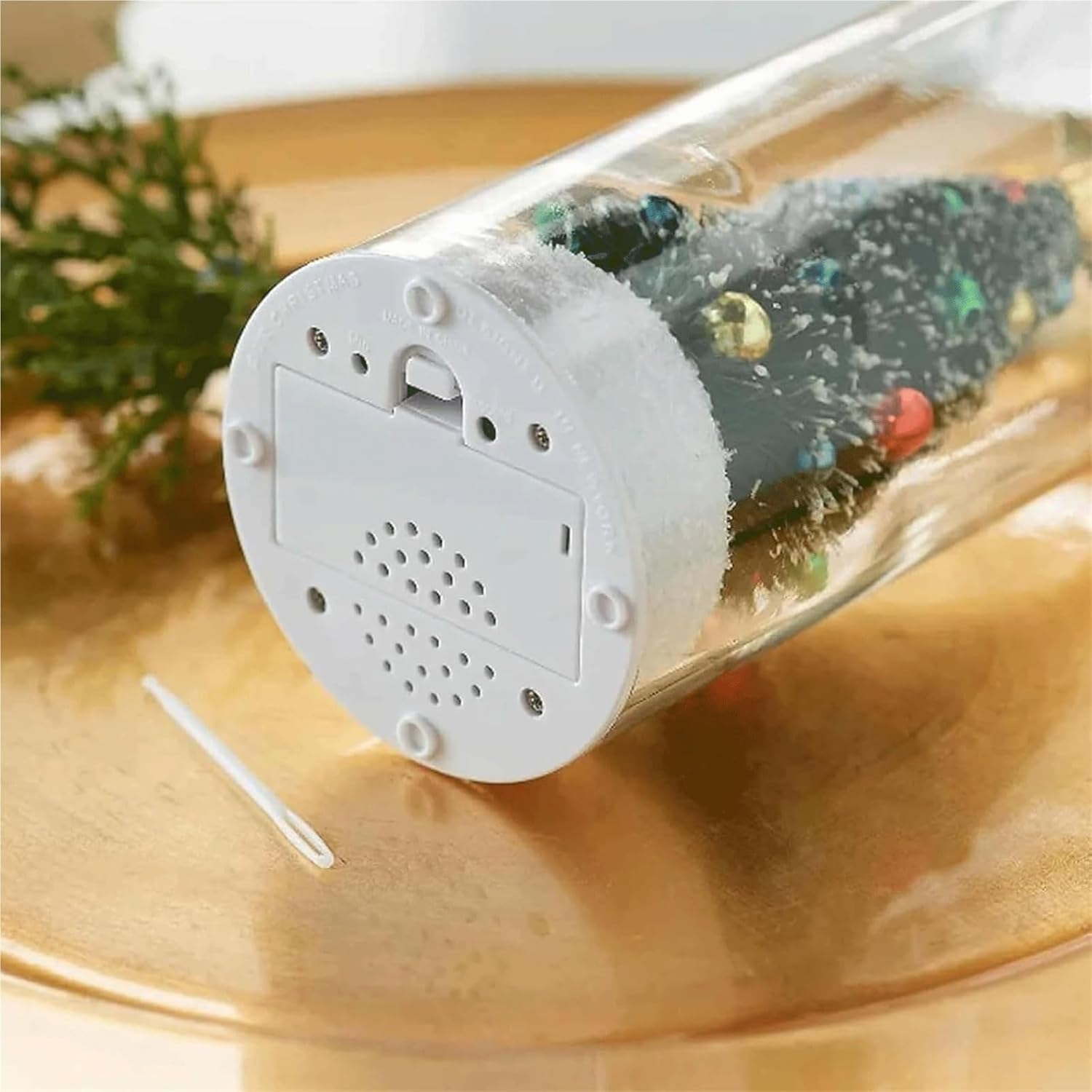 Recordable Christmas Tree Message in a Bottle Ornament, Voice Recording Holiday Keepsake with Playback, Snowy Scene Glass Bottle Decoration for Tree and Home (3, Green)