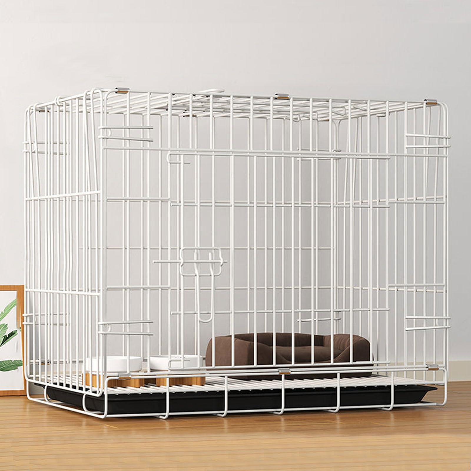 asdchZen Cat Crates For Indoor Cats With Litter Box,Foldable Thick Wire Cat Cage,Small Animal Pet Playpen With Door,Rabbit,Guinea Pig Cages,Kitten Playpen,White-1 layer