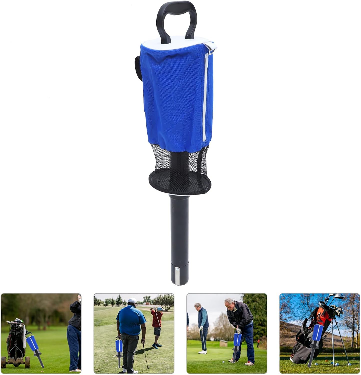 KOMBIUDA Golf Ball Retriever Portable Picker with Detachable Blue Upper and Lower Tubes, Lightweight Golf Collector Tool for On-Course Ball Pickup