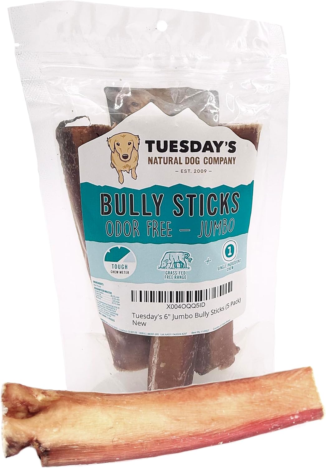 Tuesday's 6" Jumbo Bully Sticks (5 Pack)