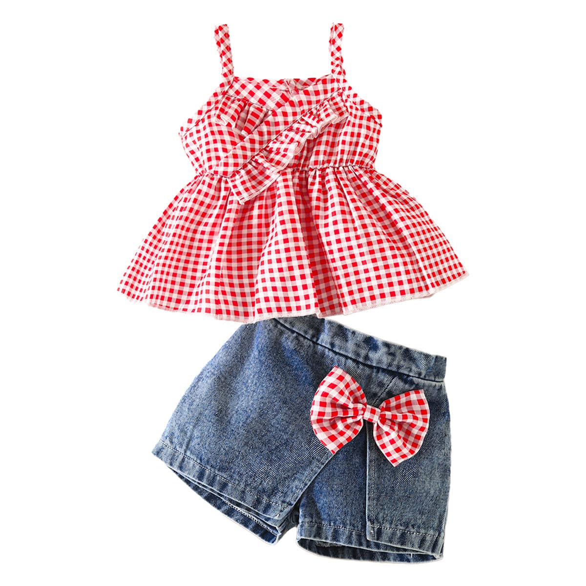 Ensembles d'été Tenue pour Bébés Filles Débardeur à Volants Sans Manches et Short Élégants Vêtements pour Petites Fille 6 Mois-4 Ans