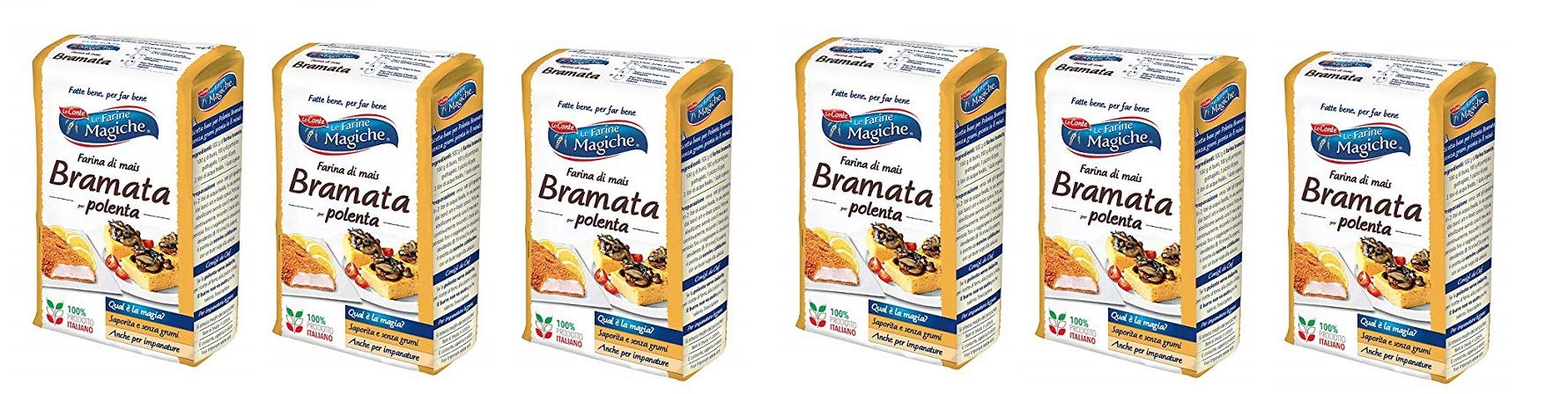 6X Lo Conte Le Farine Magiche Farina Di Mais Bramata Corn Flour for Polenta 1Kg