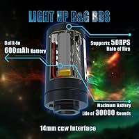 Vista 5 de LITE R&G Airsoft Tracer Unit, Spitfire Tactical Bozal Flash Simulador para Airsoft/Gel Blaster con interfaz roscada CCW de 0.551 in