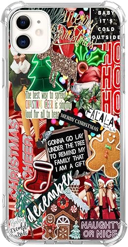 Winter Collage Case Christmas Day Cover for iPhone 11, Cute Christmas Holiday Collage Case for Girls Women Men, Unique Trendy TPU Bumper Cover Case