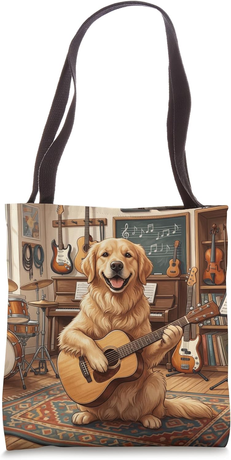 Retriever Guitar Music Classroom Dog Scene Tote Bag